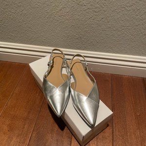 14th & Union Pointed Toe Slingback Flat SILVER size 6 NEW